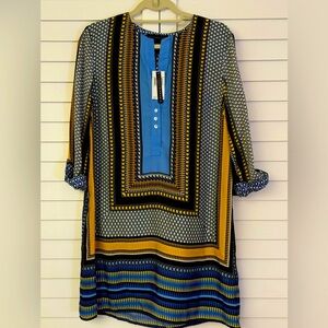 🔥NEW Grace Elements Boho Geometric 3/4 length sleeve shift dress. Knee length